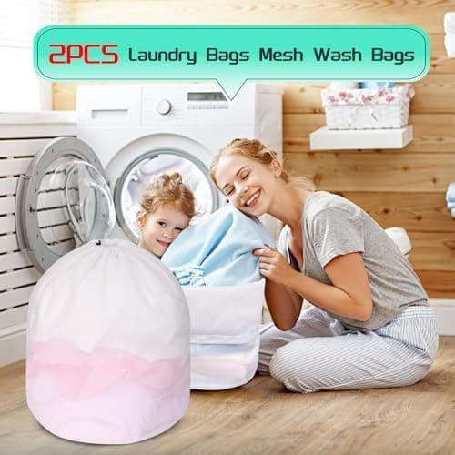 AiQInu 2 Stück Wäschesack Waschmaschine –Ideal für Familie – Hausarbeit erleichtern – 50x60cm Wäschenetz Wiederverwertba