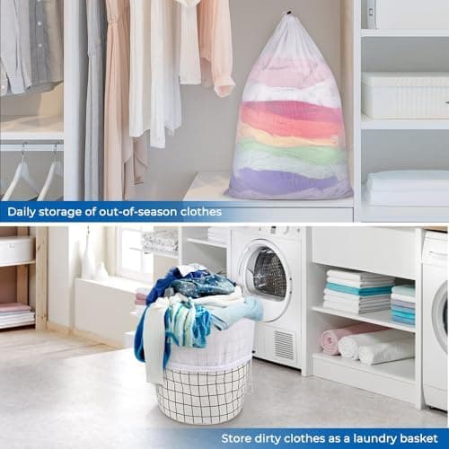 Ecoe groß Wäschesack für Waschmaschine, ideal für Schulanfang und Wohnung, XXL Netz mit Kordelstopper, 60x90cm