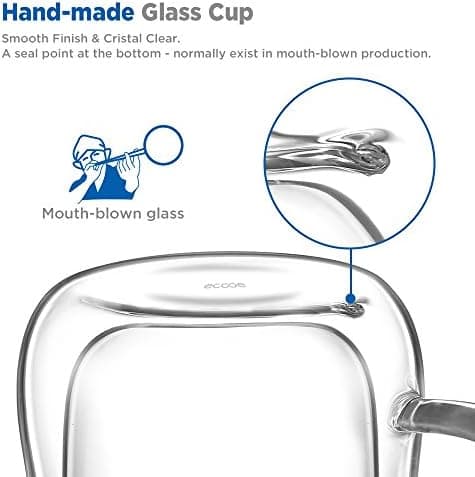 Ecooe Doppelwandige Kaffeetassen Glas 2er Set für Cappuccino und Tee Borosilikatglas