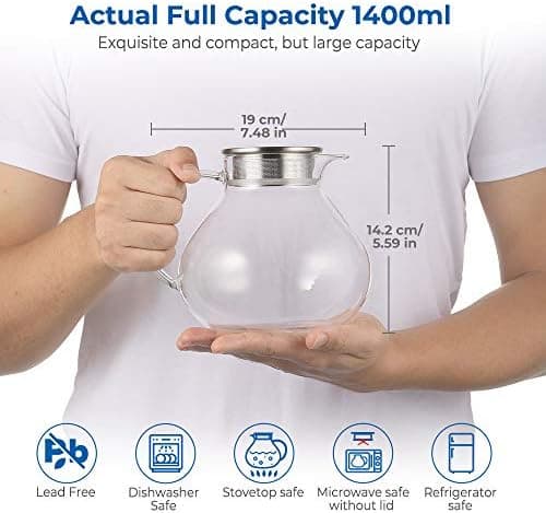 Ecooe 1000mL Teekanne mit Stövchenglas und Edelstahl-warme-teee-Teebereiter