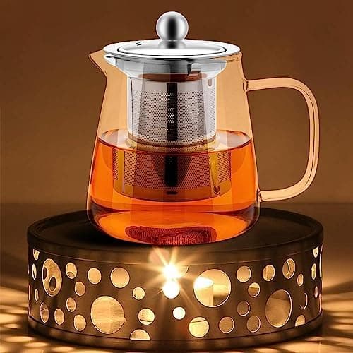 Teekanne Glas mit Siebeinsatz 450ml klar Hitzebeständig für Schwarzen Tee