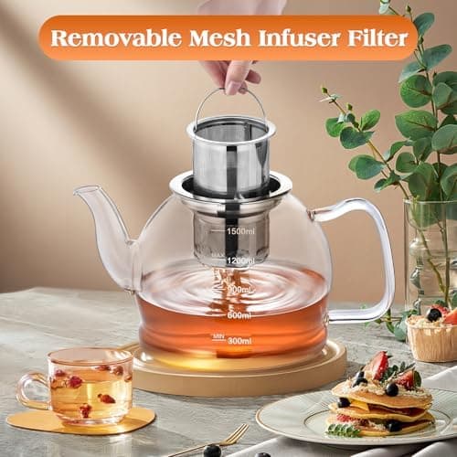 STNTUS 120ml Glaskanne mit Sieb - Ideal für Teeliebhaber im Zuhause und im Büro - Hitzebeständiger Teespender aus Boros