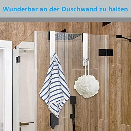 2 Stück Goldfarben Haken Duschwand ohne Bohren | Glaswand Handtuchhalter Dusche | Gummi Schutz