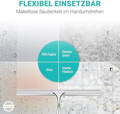 Stracks® Edelstahl Duschabzieher - Kein Bohren! Grau - Duschabzieher, Duschzubehör, Fenster Abzieher Wischer