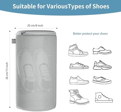 Kimmama Waschbeutel Schuhe 125 g/m² Mesh Langlebiger und wiederverwertbarer Waschbeutel Reiseorganisation (7"×15")  
Kim