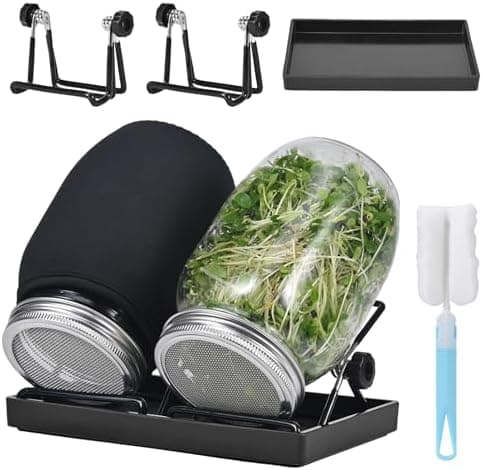 2er-Pack Keimglas Sojasprossen, 1000-ml-Keimglas mit 2 verstellbaren Ständern, Samenkeimgläser