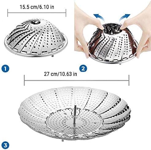 Ecooe Bambusdämpfer mit verstärktem Edelstahlrand, 20cm für Reis, Dim Sum und Gemüse,perfect für Familie und Freunde