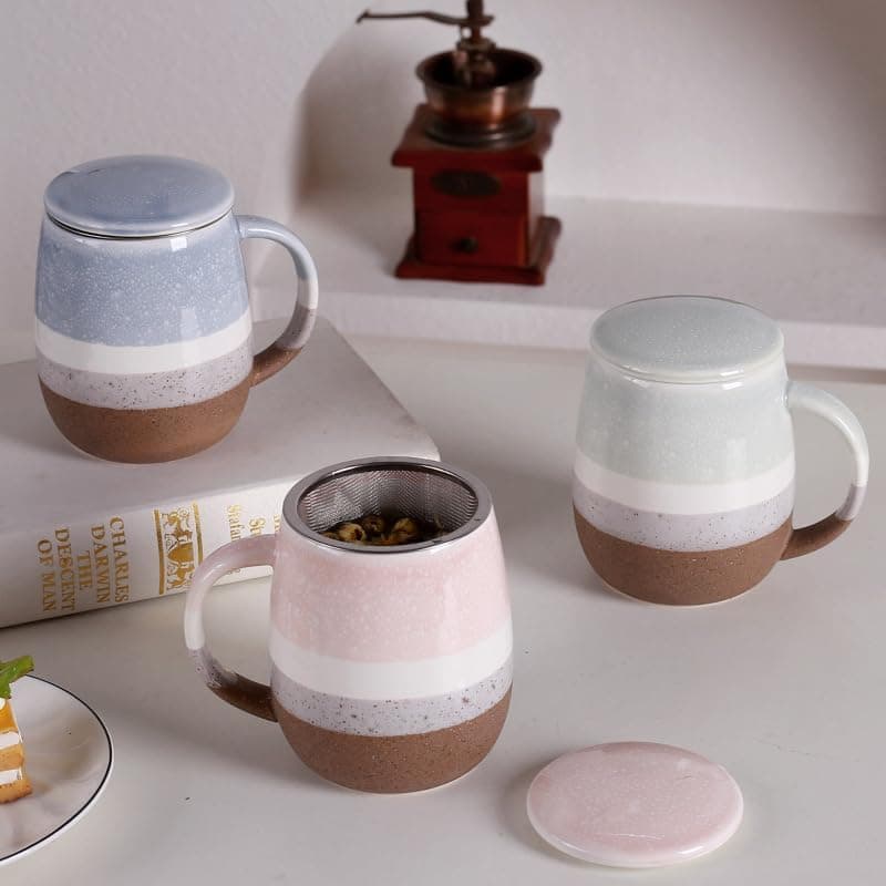 Keramik Teetasse mit Deckel und Sieb, Rosa, Modern für Jedermann, zur Entspannung
| Keramik Teetasse mit Sieb, 400 ml,