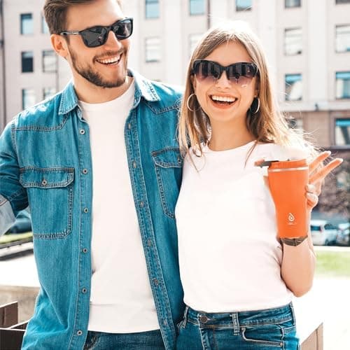 Ideaux Isolierbecher 14oz (420ml) | Doppelwandig | Eign. für Kaffee & Tee - Grün | Auslaufsicher | Reisebef. | Heiß & Ka