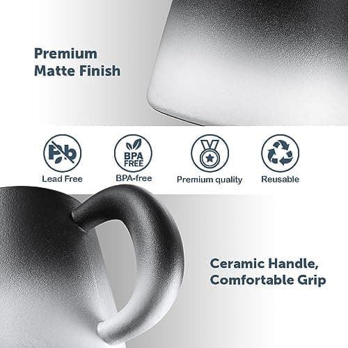 Ecoe TEETASSE Mit Teesieb Und Deckel, 420ml Keramik Tasse Für Losen Tee Große Teetassen Schwarz Und Weiß Gradienten Teeb