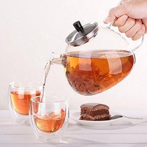 Ecooe Original 1500ml Bronzeschiefer Glass Tea Kettle Borosilicate Glass Tea Infuser with Removable 18/8 Stainless Steel