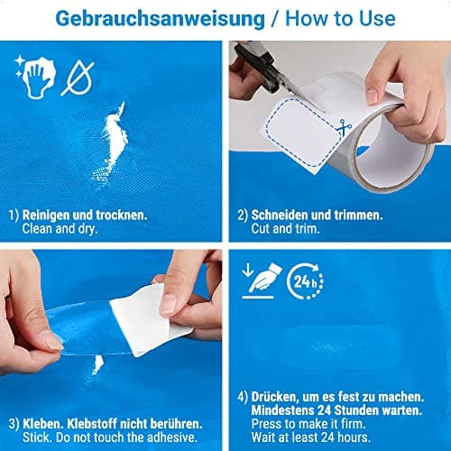 Ecooe Planen Reparatur Set für PVC-beschittene MarkisenSonnenschirmPavillonPartyzelt professionell Wasserdicht 10M x 10C