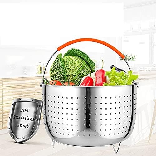Edelstahl Dampfgarer Dampfeinsatz, Instant Topf Zubehör - Kochen & Gemüse Dampfkorb, Dämpfkorb für Schnellkochtopf mit S