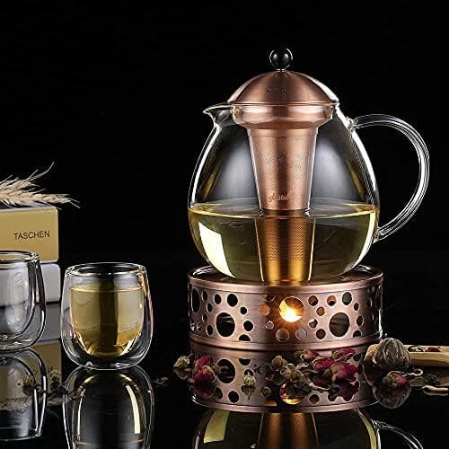 Glastal Bronze Teekanne 1500ml Edelstahl Teewärmer für Teebegeisterteuled
Glastal 1500ml Bronze Teekanne mit Stövchen fü
