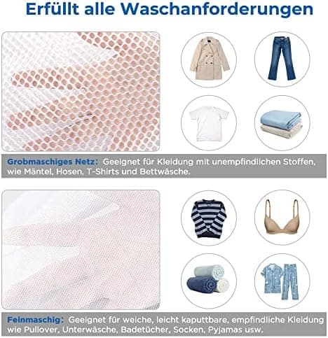 Ecoe groß Wäschesack für Waschmaschine, ideal für Schulanfang und Wohnung, XXL Netz mit Kordelstopper, 60x90cm