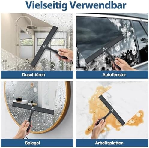 Duschabzieher Silikon Anti-Rost Weiß für Duschtür Spiegel und Fensterreinigung