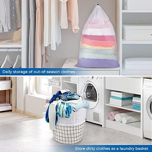 Ecoe groß Wäschesack für Waschmaschine, ideal für Schulanfang und Wohnung, XXL Netz mit Kordelstopper, 60x90cm