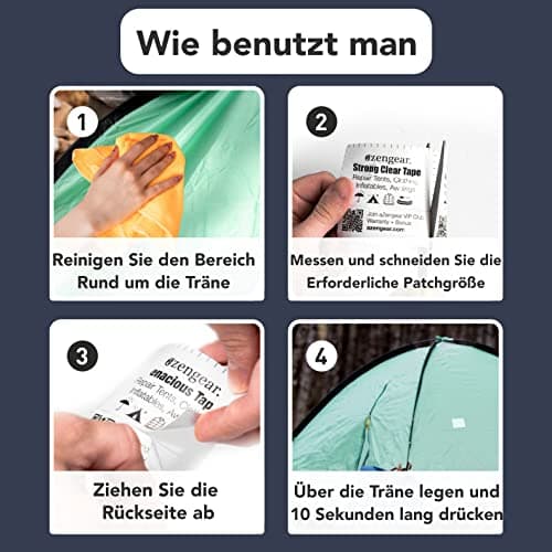 aZengear Wasserdichtes Klebeband Transparent für Zeltreparatur und Daunenjacke Reparatur |ClimatePartner certified | Mar