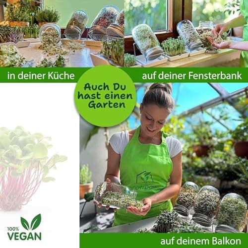 Bio Sprossengläser 950ml | Safe Coating & Keramikschale - Keimfreies Sprossen Ziehen für Anfänger und Fortgeschrittene |