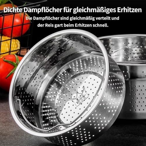 Dampfgarer Einsatz Edelstahl 304 für Töpfe - Dünstet dein Gemüse und Früchte schnell und lecker, 22 cm