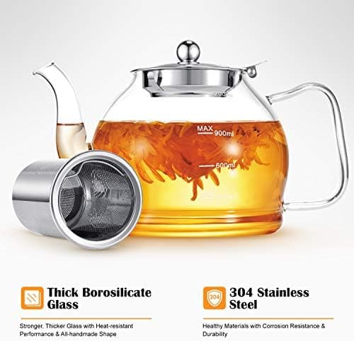 STNTUS 120ml Glaskanne mit Sieb - Ideal für Teeliebhaber im Zuhause und im Büro - Hitzebeständiger Teespender aus Boros