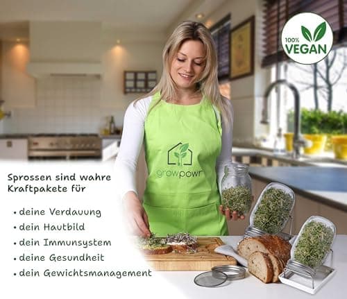 Bio Sprossengläser 950ml | Safe Coating & Keramikschale - Keimfreies Sprossen Ziehen für Anfänger und Fortgeschrittene |