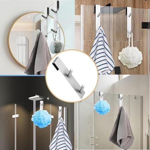 Handtuchhalter Duschwand 2 Stück Silber Haken für glas Geeigneter fürVarious Gebrauchssituationen Handtücher Pyjama Schw