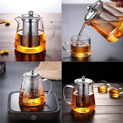 YUEMING Mikrowellenkanne mit Teesieb ideal für losen Teebereitung für Teetücher und mehr Fischer Hält 3-4 Becher Perfect