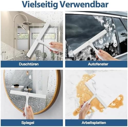 Duschabzieher Silikon Anti-Rost Weiß für Duschtür Spiegel und Fensterreinigung