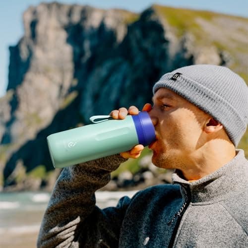 Ideaux Isolierbecher 14oz (420ml) | Doppelwandig | Eign. für Kaffee & Tee - Grün | Auslaufsicher | Reisebef. | Heiß & Ka
