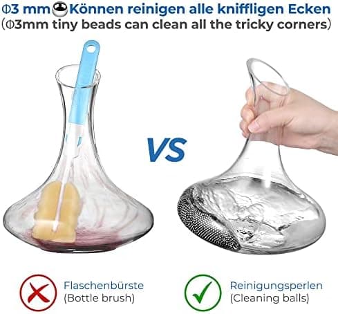 EcoOE Edelstahl Reinigungsperlen Flaschenreiniger für Dekanter Vase Karaffen (1200 Stück) Rostfrei und hygienisch