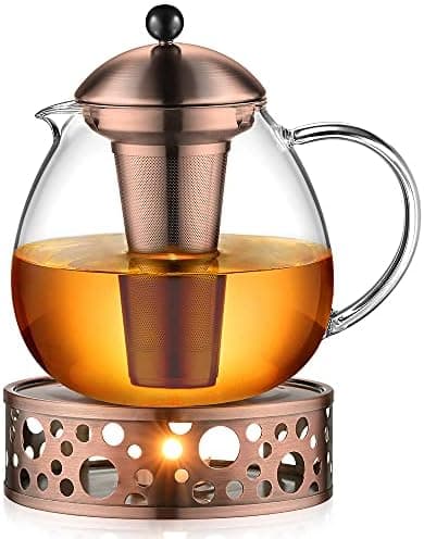 Glastal Bronze Teekanne 1500ml Edelstahl Teewärmer für Teebegeisterteuled
Glastal 1500ml Bronze Teekanne mit Stövchen fü
