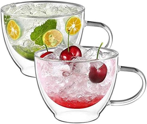 Ecooe Doppelwandige Kaffeetassen Glas 2er Set für Cappuccino und Tee Borosilikatglas