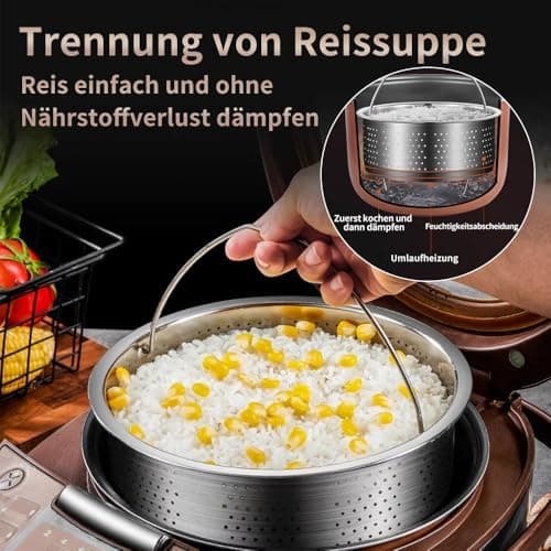 Dampfgarer Einsatz Edelstahl 304 für Töpfe - Dünstet dein Gemüse und Früchte schnell und lecker, 22 cm