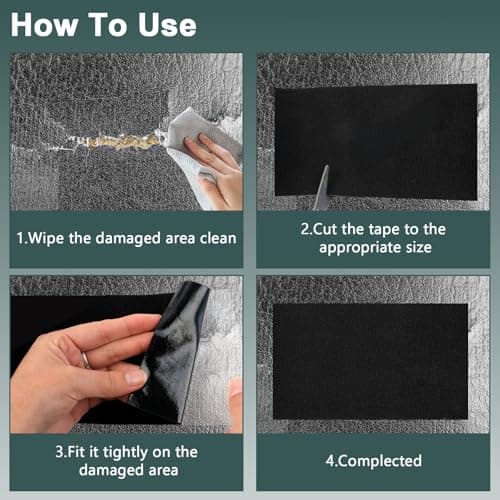 Hopton Wasserdichtes Textilklebeband Selbstklebend für Cabrio-Reparatur Schwarz, Zelt und Sonnenschirm, 10cm x 1.6m