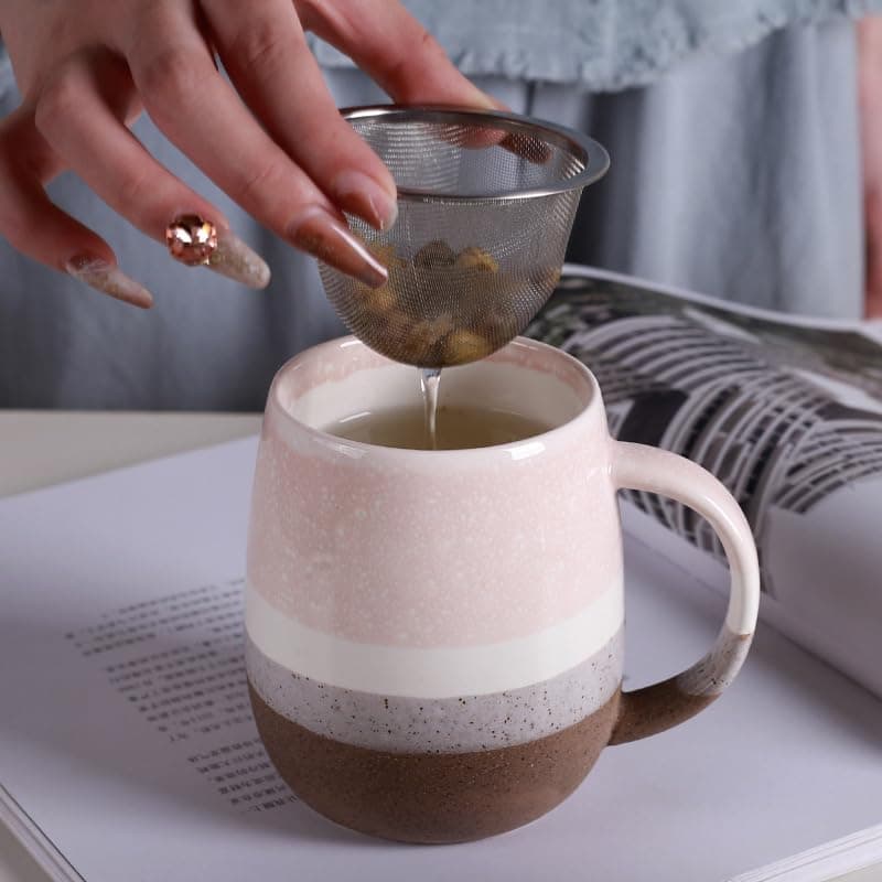 Keramik Teetasse mit Deckel und Sieb, Rosa, Modern für Jedermann, zur Entspannung
| Keramik Teetasse mit Sieb, 400 ml,