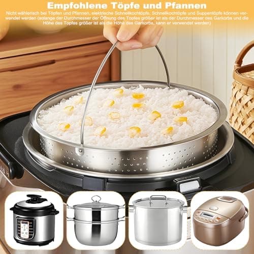 Edelstahl 304 Dampfgarer Topf für schnell kochendes Gemüse und Früchte mit Griff (22cm) - Topf mit Dämpfereinsatz für Ko