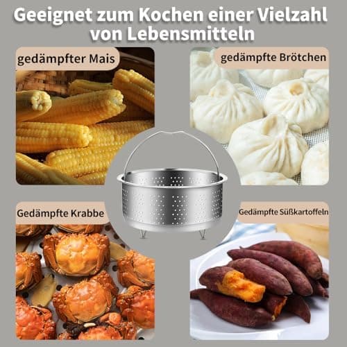Dampfgarer Einsatz Edelstahl 304 für Töpfe - Dünstet dein Gemüse und Früchte schnell und lecker, 22 cm