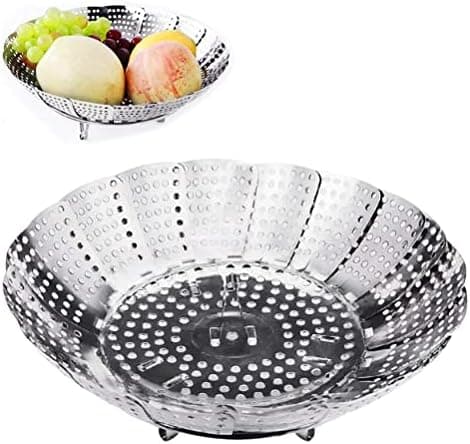 Aomig Dünsteinsatz für Töpfe: Einstellbarer Edelstahl Dampfgarer (14 cm - 23 cm), faltbarer Dämpfeinsatz, optimal für ge