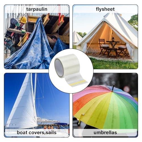 Wohnmobil Markisen Reparaturband für zelte 8cm x 12m Wasserabweisend und-transparent Glasfaser Verstärktes Klebeband für