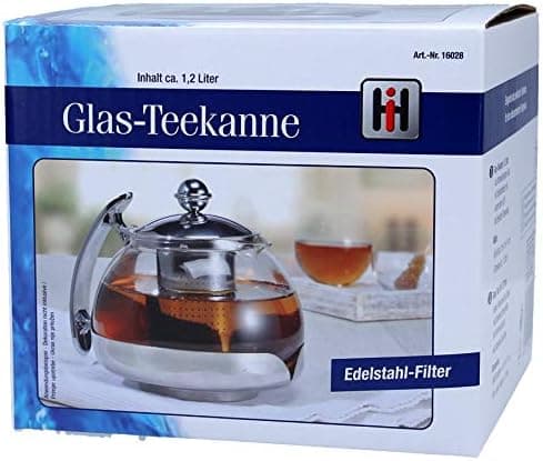 Haushalt International Glaskanne mit Edelstahlfilter 1,2 Liter für jeden Teebewunderer in der Küche