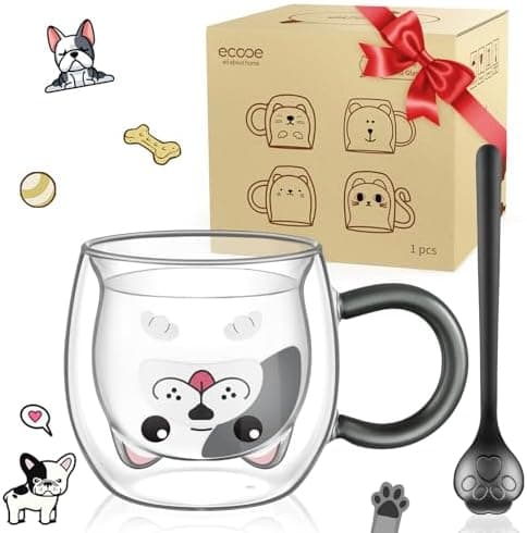 Ecooe Katzen Tasse Süße Doppelwandige Gläser Geburtstag Geschenke für Frauen