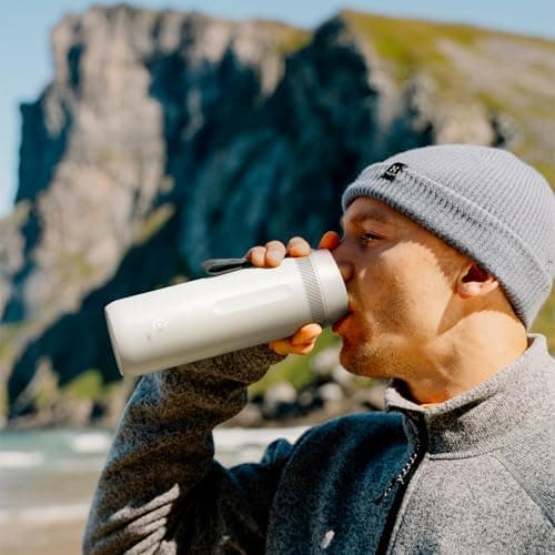 Ideaux Isolierbecher 14oz (420ml) | Doppelwandig | Eign. für Kaffee & Tee - Grün | Auslaufsicher | Reisebef. | Heiß & Ka