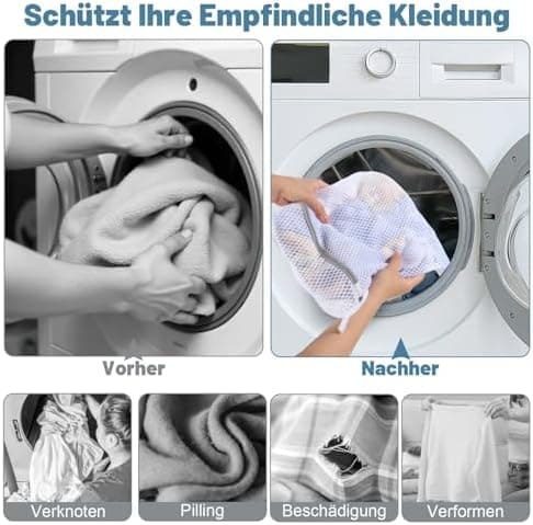 3 Stück Wäschesäcke mit Wabenstruktur für Feinwäsche und BH im Format 50 x 60 cm Waschmaschine-Wäschenetz mit Reißversch