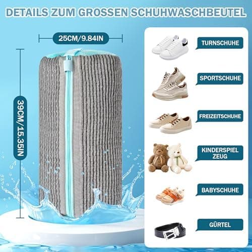 2 Stück Schuhwaschbeutel Waschmaschine - Für Schuhe, Mit Reißverschluss & Multi Schutz, Erhöhte Reibung im Inneren (Gelb