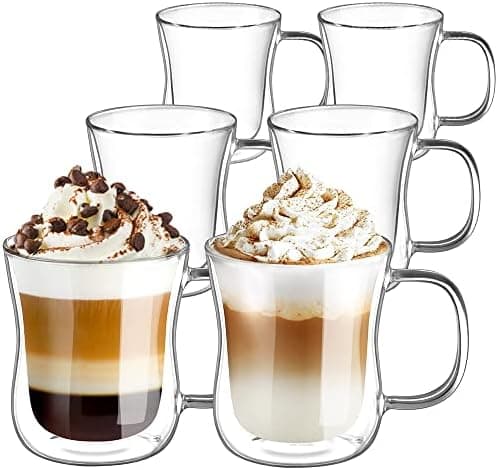 Ecooe Doppelwandige Kaffeetassen Glas 2er Set für Cappuccino und Tee Borosilikatglas