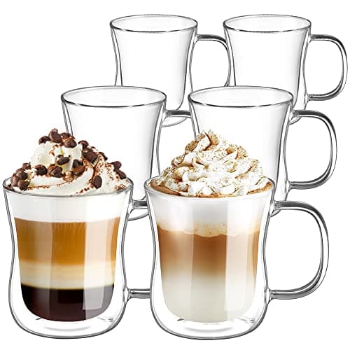 Ecooe Doppelwandige Kaffeetassen Glas 2er Set für Cappuccino und Tee Borosilikatglas