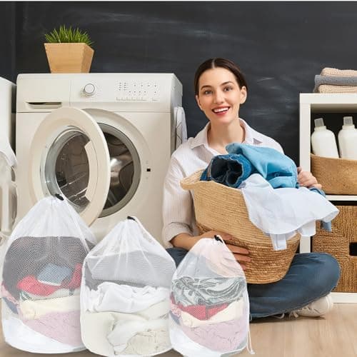 6 Stück Wäschenetz für Waschmaschine, Groß Netzstoff, wiederverwendbar für Zuhause und Reisen