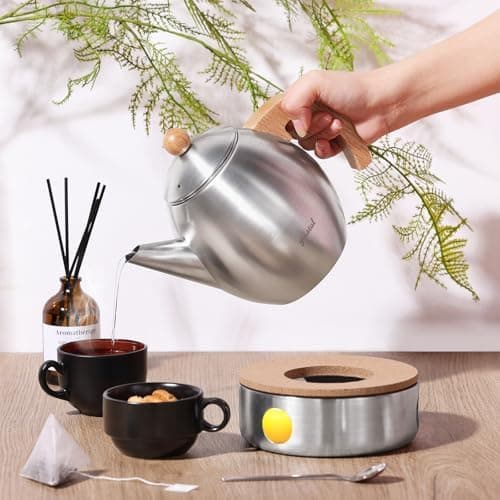 Glastal Schwarzes Teekännchen 1500ml Edelstahl Sieb Borosilicatglas geeignet für Teewärmertop