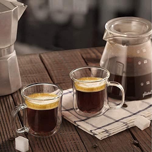 Ecooe Doppelwandige Kaffeetassen Glas 2er Set für Cappuccino und Tee Borosilikatglas
